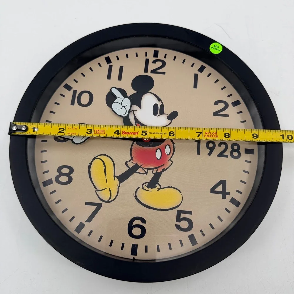 Disney Mickey Mouse 1928 Wall Clock Black Frame MK3069 Quartz Movement 9.75 Inch